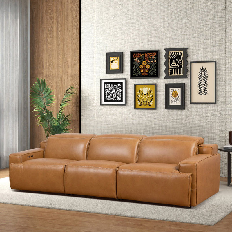 Urbana - Triple Power Recliner Sofa - Tan - R&R Furniture Gallery (Fountain Valley, CA)