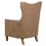 Light brown animal pattern armchair by Uttermost featuring a plush cushioned seat and stylish armrests.