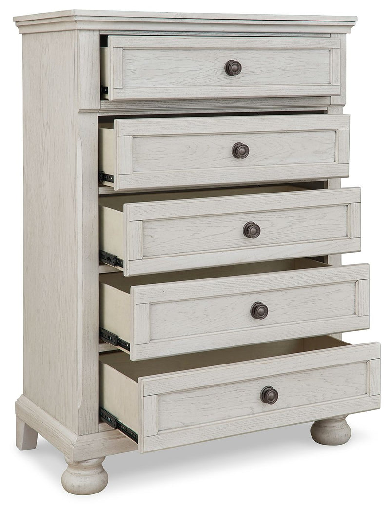 Robbinsdale - Five Drawer Chest - Youth - Antique White - R&R Furniture Gallery (Fountain Valley, CA)
