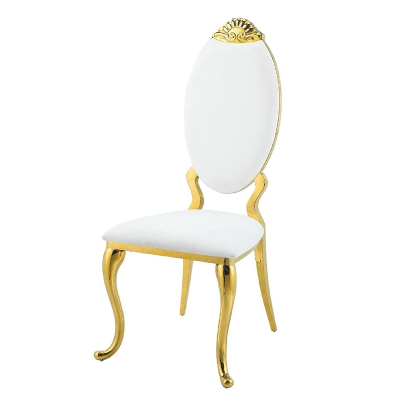 Fallon - Side Chair (Set of 2) - White Velvet & Mirrored Gold - R&R Furniture Gallery (Fountain Valley, CA)