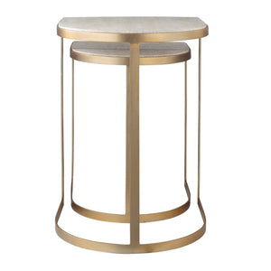 Lindon - Travertine Nesting Tables Set - Gold / White