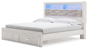 Altyra - King Upholstered Bookcase Bed With Storage - White - R&R Furniture Gallery (Fountain Valley, CA)