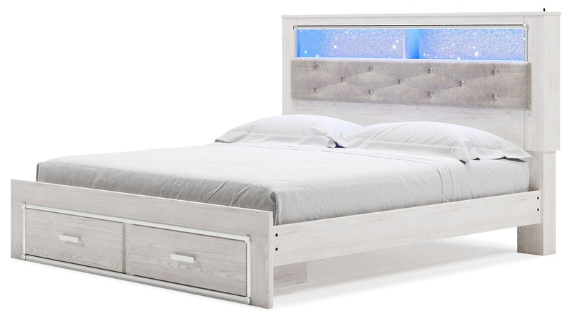 Altyra - King Upholstered Bookcase Bed With Storage - White - R&R Furniture Gallery (Fountain Valley, CA)
