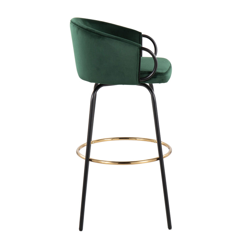 Lumi Source Claire contemporary glam barstool set with footrests, featuring stylish modern design and plush upholstery, set of two.