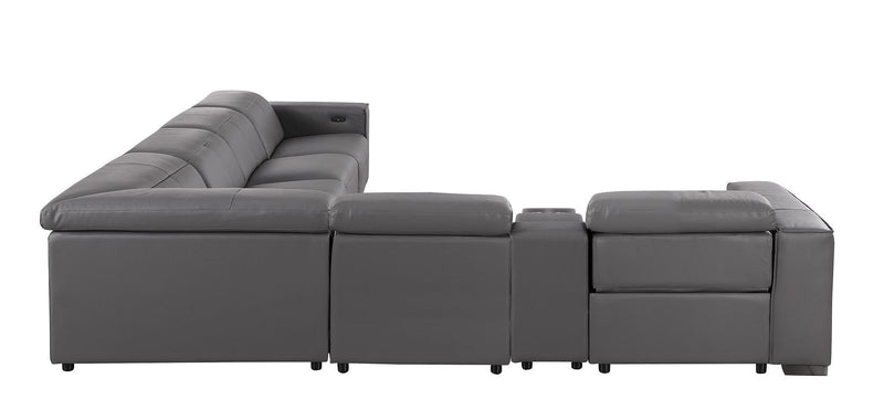 1208 - 7 Piece L-Shaped Leather Reclining Sectional With 3 Power Recliners