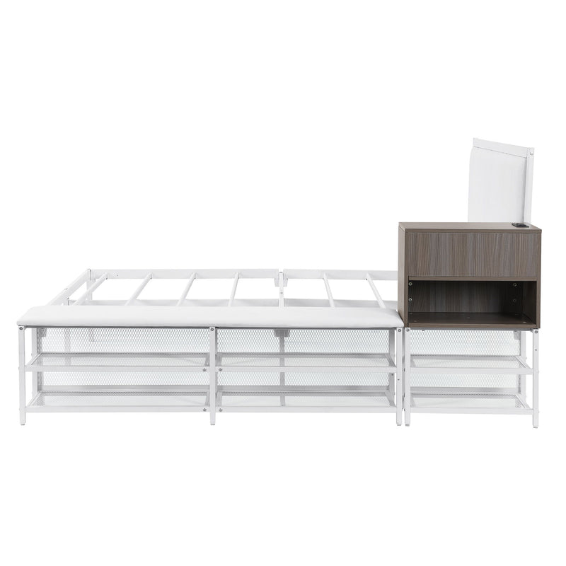 Platform Bed With 2 Tier Storage Shelves, Storage Cabinet - R&R Furniture Gallery (Fountain Valley, CA)