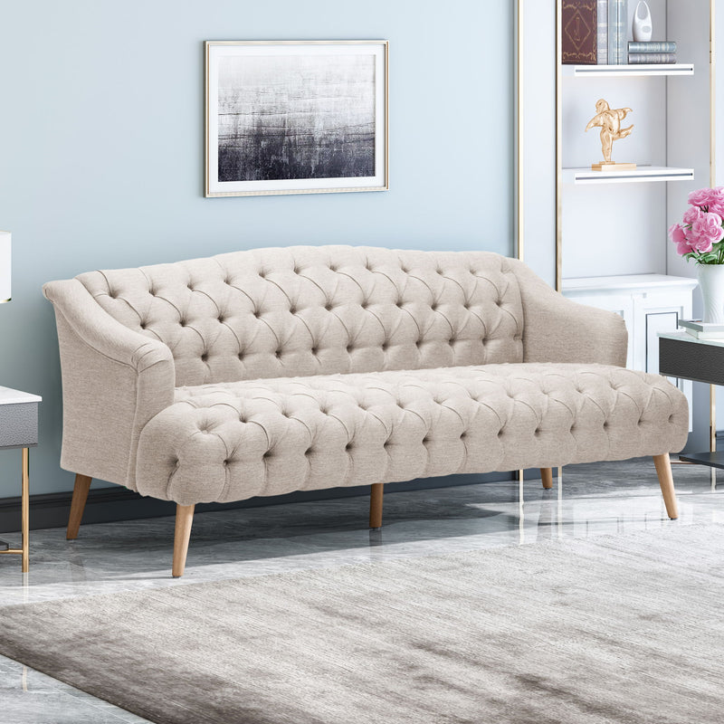 Comfy 3 Seat Sofa With Wooden Legs, For Living Room And Study - R&R Furniture Gallery (Fountain Valley, CA)