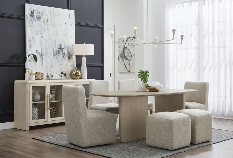 Liv Fully Upholstered Dining Ottoman in Brun Boucle