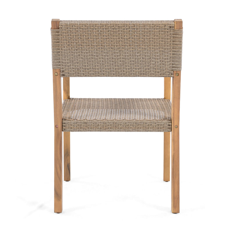 Outdoor Dining Chairs For Patios, Gardens (Set of 2) - Light Brown Multi / Light Teak - R&R Furniture Gallery (Fountain Valley, CA)