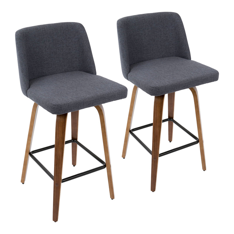 Toriano - Mid Century Modern Fixed Height Counter Stool & Square Footrest (Set of 2) - R&R Furniture Gallery (Fountain Valley, CA)