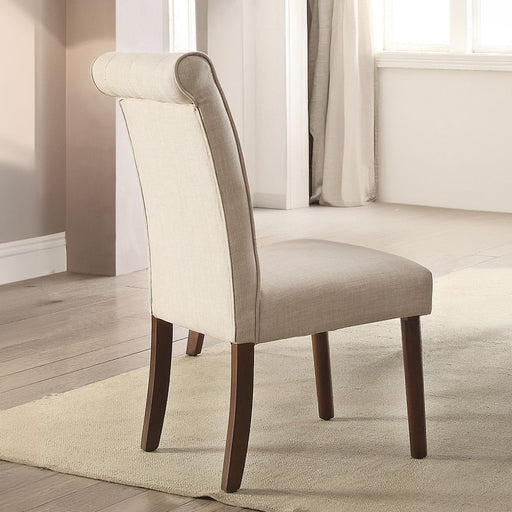 Gasha - Side Chair (Set of 2) - Beige Linen & Walnut - R&R Furniture Gallery (Fountain Valley, CA)