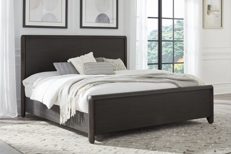 Xolani King-Size Acacia Wood Platform Bed in Jaguar