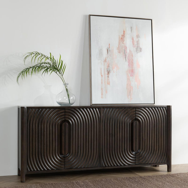 Colson - Mango Wood 4 Door Cabinet - Dark Brown - R&R Furniture Gallery (Fountain Valley, CA)