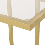Modern Glam C-shaped end table with gold finish and tempered glass top, designed for stylish chair side use by Noble House.