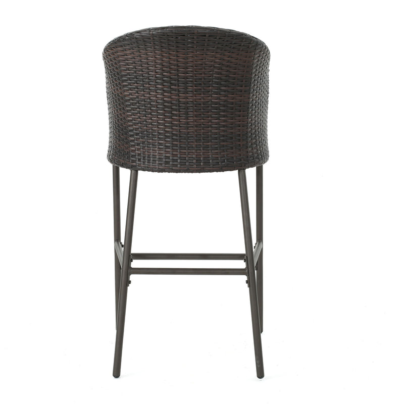 Outdoor 31" Rattan Barstools With Waterproof Cushions (Set of 2) - Multi Brown - R&R Furniture Gallery (Fountain Valley, CA)