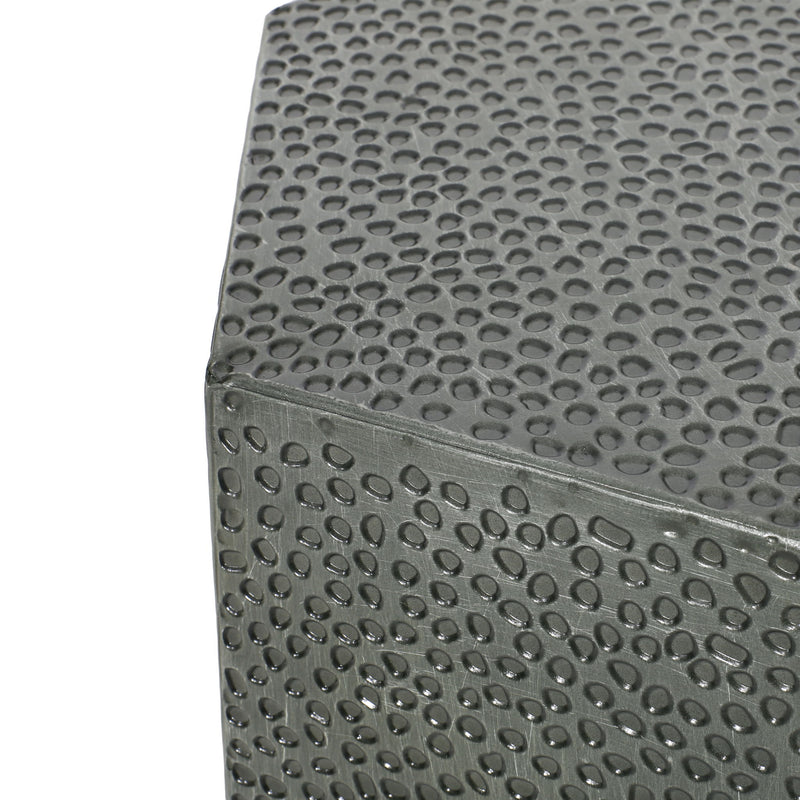Modern hammered iron geometric end table by Noble House with a sleek design and sturdy metal construction.