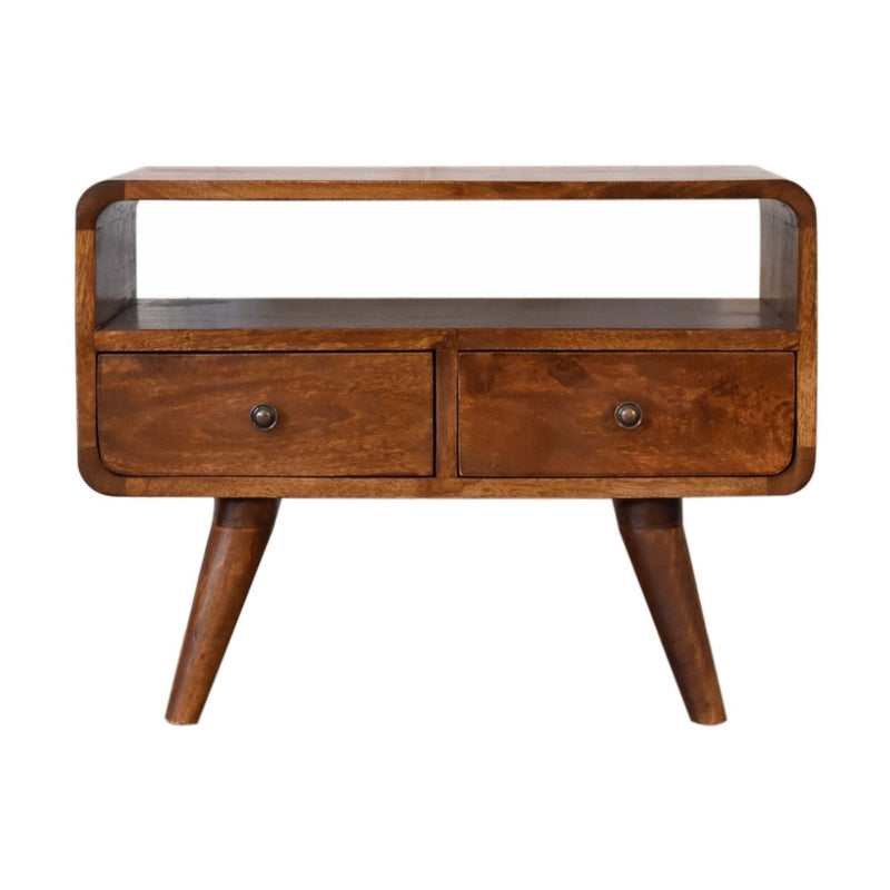 Solid Wood Curved Media Unit - R&R Furniture Gallery (Fountain Valley, CA)