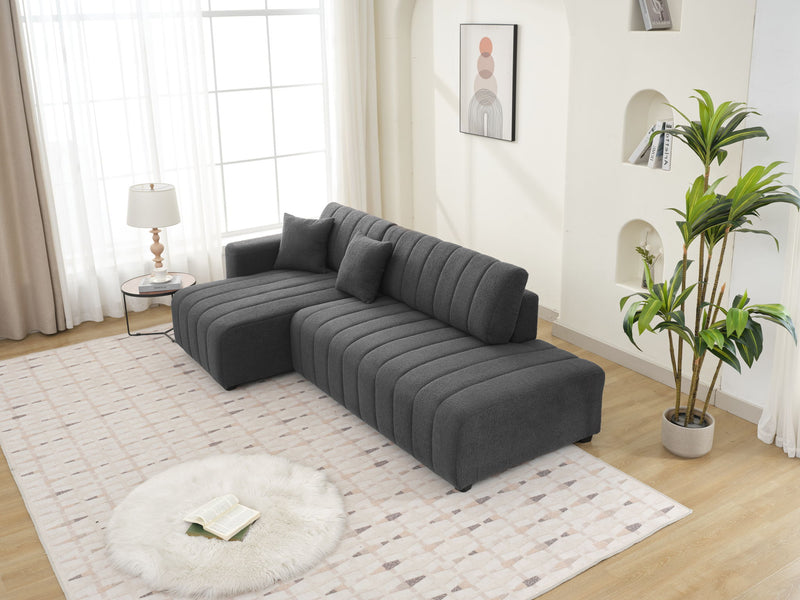 Urban Retreats Jessica lamb wool sectional sofa with chaise, stationary sectional in soft, plush lamb wool upholstery.