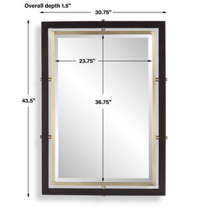 Bach - Rectangle Mirror - Walnut & Brass