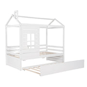 Twin Size Classic House Bed With Twin Size Trundle - White - R&R Furniture Gallery (Fountain Valley, CA)