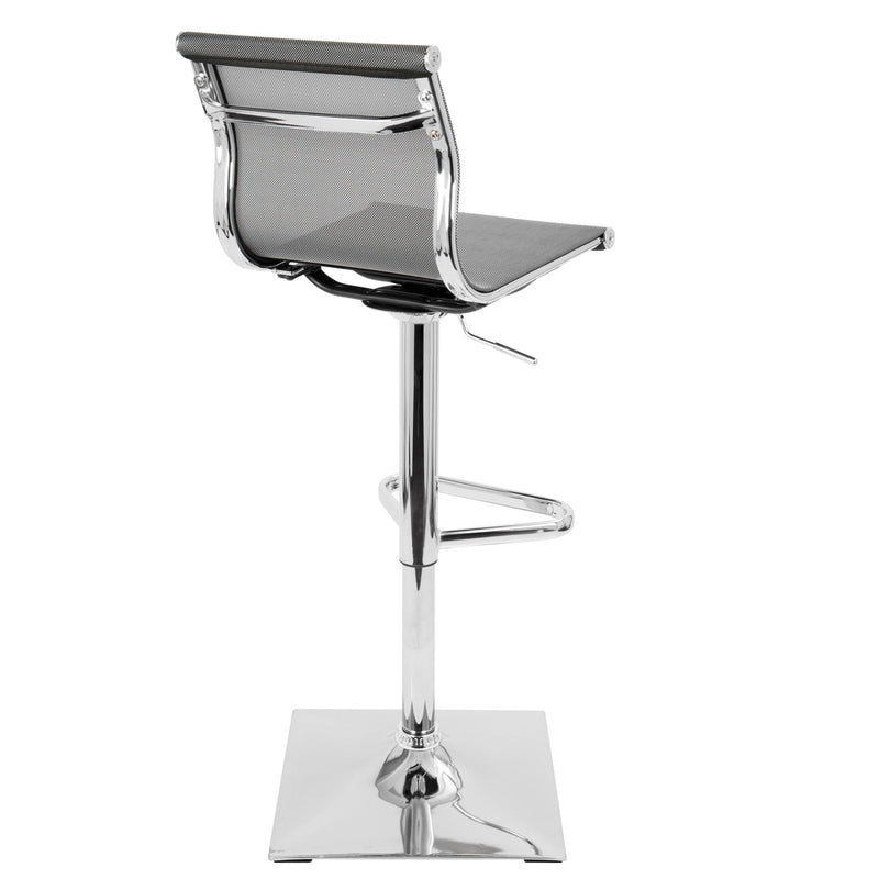Lumi Source Mirage adjustable barstool with swivel, contemporary design, bar height 28-30 inches, featuring a sleek modern look.