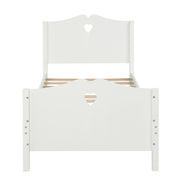 DreamHaus platform bed with slat support, headboard, and footboard, showcasing a modern wooden design in a bedroom setting.