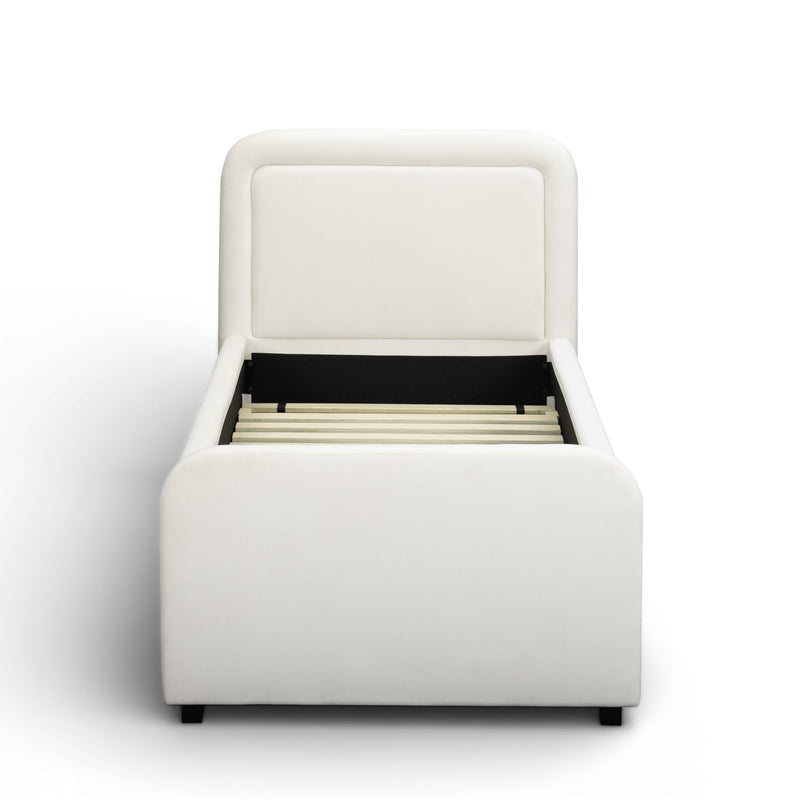 TOV Furniture Briella trundle bed with wooden frame and pull-out storage drawer in a modern bedroom setting
