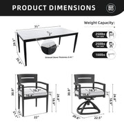 Modern Outdoor Patio Dining Set With Table And Chairs With Sunbrella Cushions - R&R Furniture Gallery (Fountain Valley, CA)