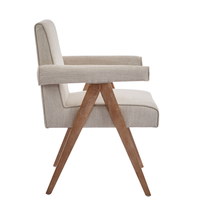 Contemporary Poppy Fabric Dining Armchair With Rubberwood Legs - R&R Furniture Gallery (Fountain Valley, CA)