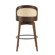 Two Noble House Como indoor wood barstools with sleek design, natural wood finish, ideal for kitchen or bar area seating.