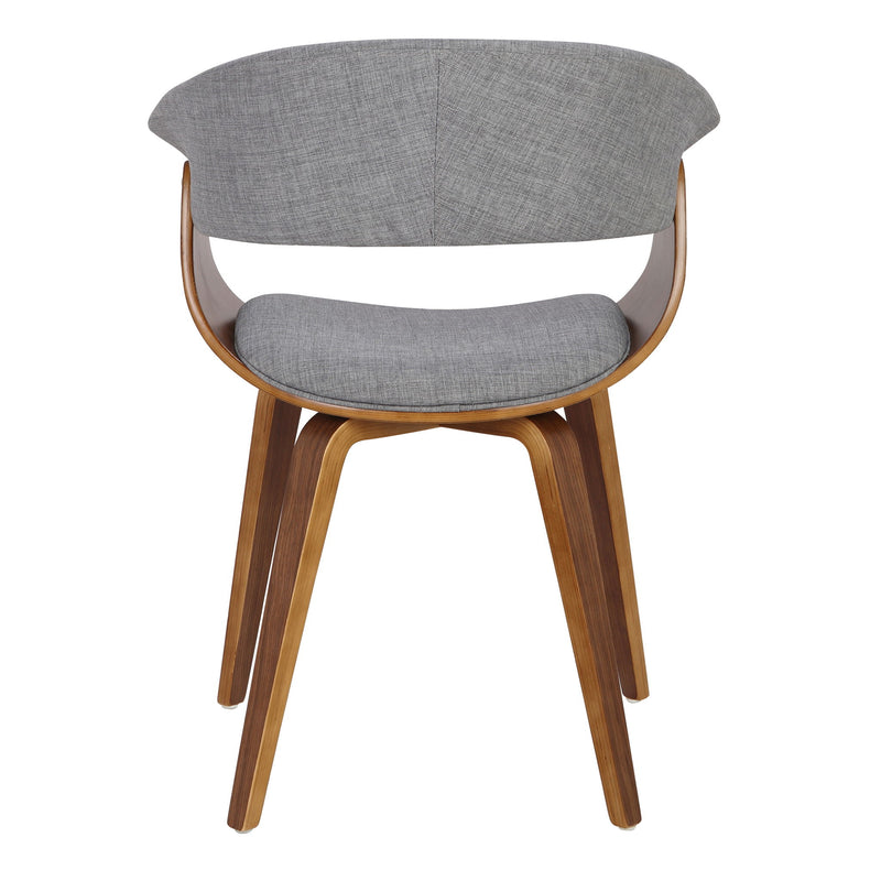 Pair of vintage mid-century modern Lumi Source dining chairs with wooden legs and upholstered seats, set of two.