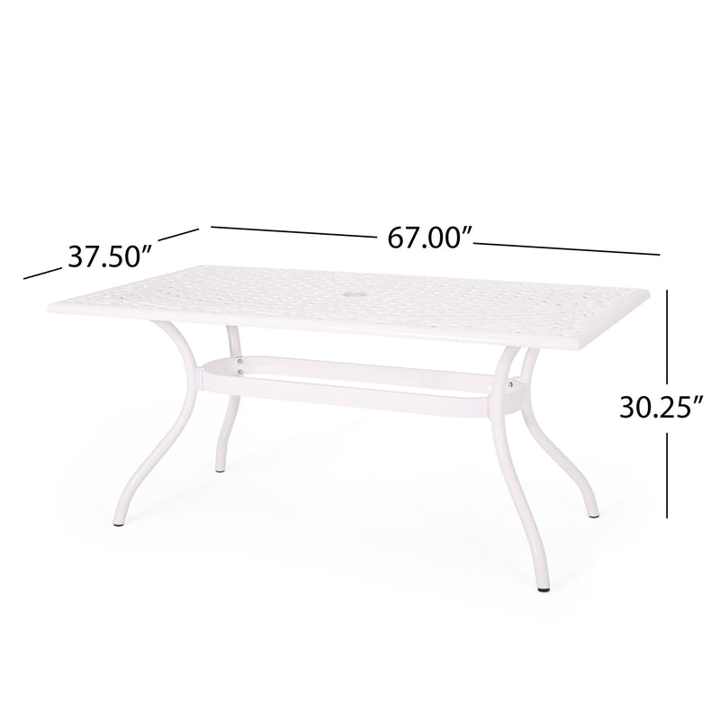Celestine - Outdoor Cast Aluminum Dining Table With Floral Lattice Design And Umbrella Holder - R&R Furniture Gallery (Fountain Valley, CA)