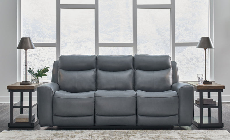 Mindanao - 2 Pc. - Power Reclining Sofa, Power Reclining Loveseat with Console - Steel - R&R Furniture Gallery (Fountain Valley, CA)