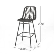 Noble House Sawtelle outdoor wicker barstools set of 2 with armrests and woven wicker design for patio or outdoor bar area