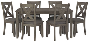 Caitbrook - RECT DRM Table Set (Set of 7) - Gray - R&R Furniture Gallery (Fountain Valley, CA)