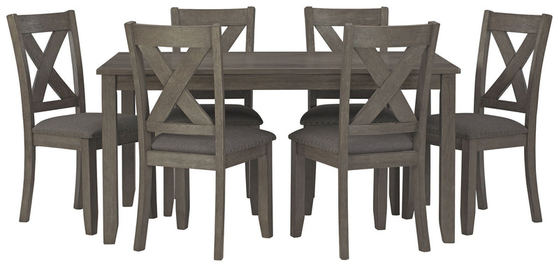 Caitbrook - RECT DRM Table Set (Set of 7) - Gray - R&R Furniture Gallery (Fountain Valley, CA)
