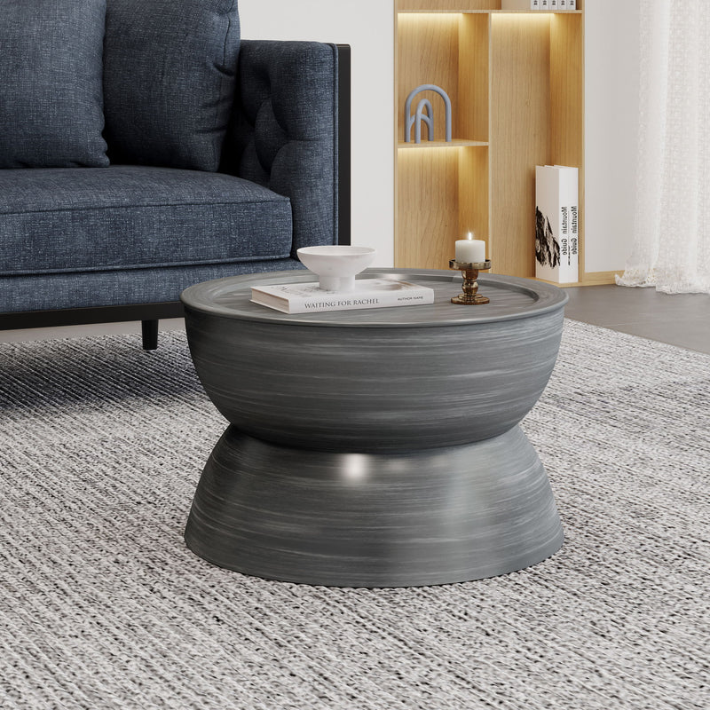 Modern Iron Hourglass Coffee Table by Noble House featuring a sleek, contemporary design with a metallic finish and sturdy base.