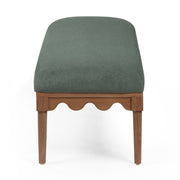 TOV Furniture Oodle vegan mohair upholstered bench with walnut wood legs, modern and plush seating for living room decor.
