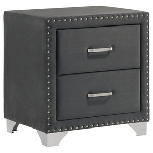 Upholstered 2 Drawer Nightstand With Accents