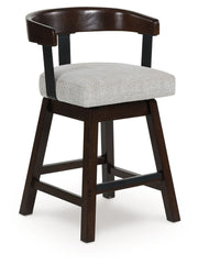 Haddigan - Upholstered Swivel Barstool (Set of 2) - Dark Brown - R&R Furniture Gallery (Fountain Valley, CA)
