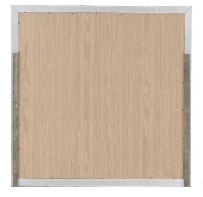 Glory Furniture Primo mirror featuring a sleek rectangular design with a polished wooden frame, hanging on a wall.