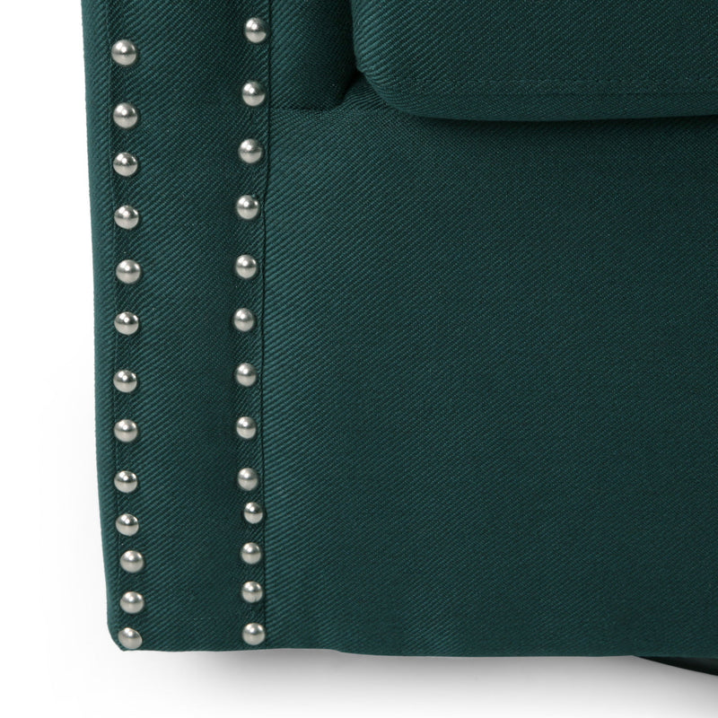 Noble House modern upholstered swivel club chair with nailhead trim, featuring plush cushioning and a sleek, stylish design.