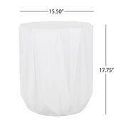Outdoor lightweight concrete side table in antique white by Noble House, showing a sleek, modern design for outdoor use.