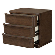 ACME Zoey accent nightstand in brown oak finish with a modern design and open storage drawer.