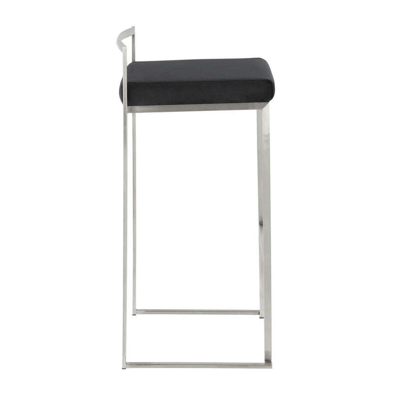 Lumi Source Fuji contemporary stackable barstool set with sleek modern design and wooden seats, ideal for bar or kitchen seating