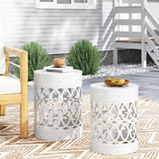 Outdoor metal side table by Noble House, S/2 end table with a sleek, modern design and sturdy metal construction.