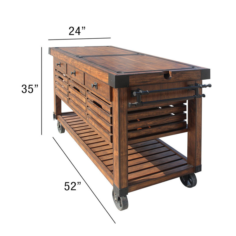 Kaif - Kitchen Cart - Distressed Chestnut