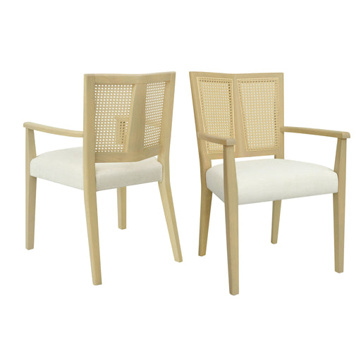 Mid Century Modern Arm Dining Chairs With Rattan Backrest - R&R Furniture Gallery (Fountain Valley, CA)