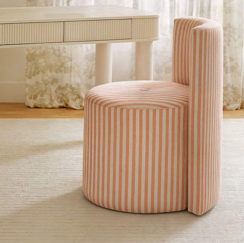 TOV Furniture Alyssa striped rolling desk chair with adjustable height and modern design, featuring colorful striped upholstery and casters.