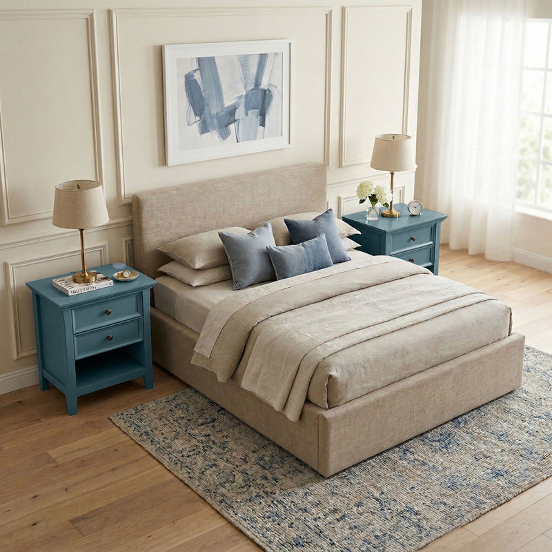 Handcrafted Amherst bedside table by Simpli-Home, featuring a wooden surface and storage drawer, ideal for bedroom decor.